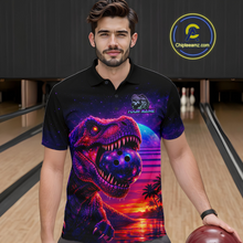 Load image into Gallery viewer, Custom Retro Galaxy Dinosaur Bowling Jersey for Men Bowling Shirts for Team Polo &amp; 1/4 Zip HNT245