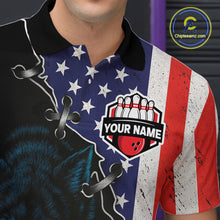 Load image into Gallery viewer, Patriotic Wolf Bowling Shirts for Team Men Women Wolf Bowling Jerseys American Flag MBL203