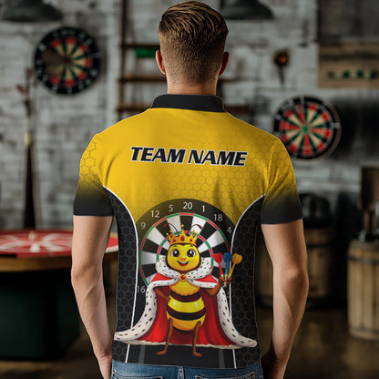 Custom Funny King Bee Dart Shirt Dart Team Jersey for Men Dartboard Polo & 1/4 Zip Shirts NNT164