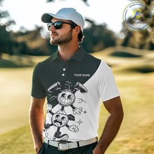 Load image into Gallery viewer, Green White Funny Golf Ball Pattern Mens Golf Polo Shirts Custom Golf Outfits Men, Green Golf Tops NHT785