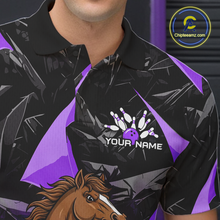 Load image into Gallery viewer, Custom Purple Funny Horse Bowling Jersey for Men Bowling Team Shirts Bowling League Polo &amp; 1/4 Zip HNT183