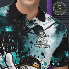 Load image into Gallery viewer, Custom Watercolor Teal Duck Bowling Jersey for Men Bowling Team Shirts Polo &amp; 1/4 Zip HNT239