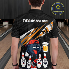Load image into Gallery viewer, Custom Orange Beer Bowling Jersey for Men Bowling Team Shirts Bowling Uniform Polo &amp; 1/4 Zip HNT133