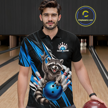 Load image into Gallery viewer, Custom Turquoise Raccoon Bowling Jersey for Men Bowling Team Shirts Bowling Polo &amp; 1/4 Zip HNT254