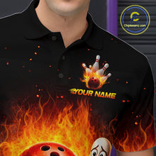 Load image into Gallery viewer, Flaming Bowling Shirts for Team Women Men Bowling Polo &amp; 1/4 Zip Shirt Custom MBL244