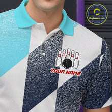 Load image into Gallery viewer, Blue Bowling Shirts for Team Women Men Custom Bowling Polo and 1/4 Zip Shirt MBL226