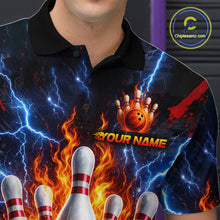Load image into Gallery viewer, Flaming and Lightning Bowling Shirts for Team Women Men Bowling Polo &amp; 1/4 Zip Shirt MBL242