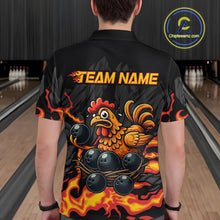 Load image into Gallery viewer, Personalized Chicken Bowling Shirt Orange Flame Bowling for Men Team League Polo &amp; Quarter-Zip QZT706