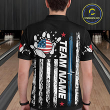 Load image into Gallery viewer, American Flag Bowling Custom Men Bowling Shirt Polo &amp; Quarter-Zip Bowling Team Jerseys HNT54