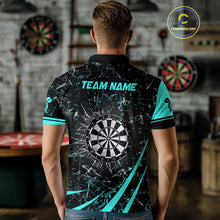 Load image into Gallery viewer, Personalized Turquoise Break Glass Dart Shirts For Men Custom Funny Dart Jerseys Polo &amp; 1/4 Zip TDM3876