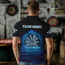 Load image into Gallery viewer, Men’s Personalized Darts Shirts With Navy Ocean, Stars Sky And Glowing Dartboard NYN0259