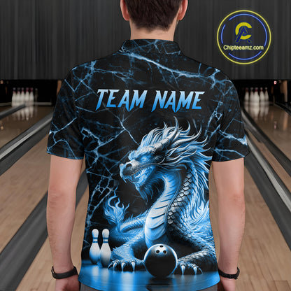 Ice Dragon Bowling Shirt Custom Bowling Team League Polo Bowling Jersey Bowlers Gift QZT692