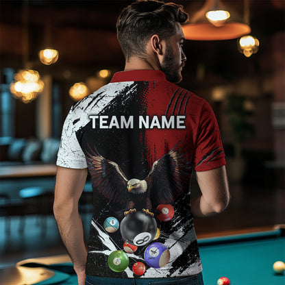 Eagle Custom Red Billiard Team Shirts For Men Billiard League Polo & 1/4 Zip Shirt NNT20