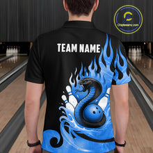 Load image into Gallery viewer, Custom Blue Flame Cobra Snake Bowling Shirt Polo Bowling Team League Bowling Jersey QZT694