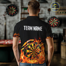Load image into Gallery viewer, Men's Custom Darts Shirt With Cracked Flame Dartboard And Halftone Pattern NYN0270