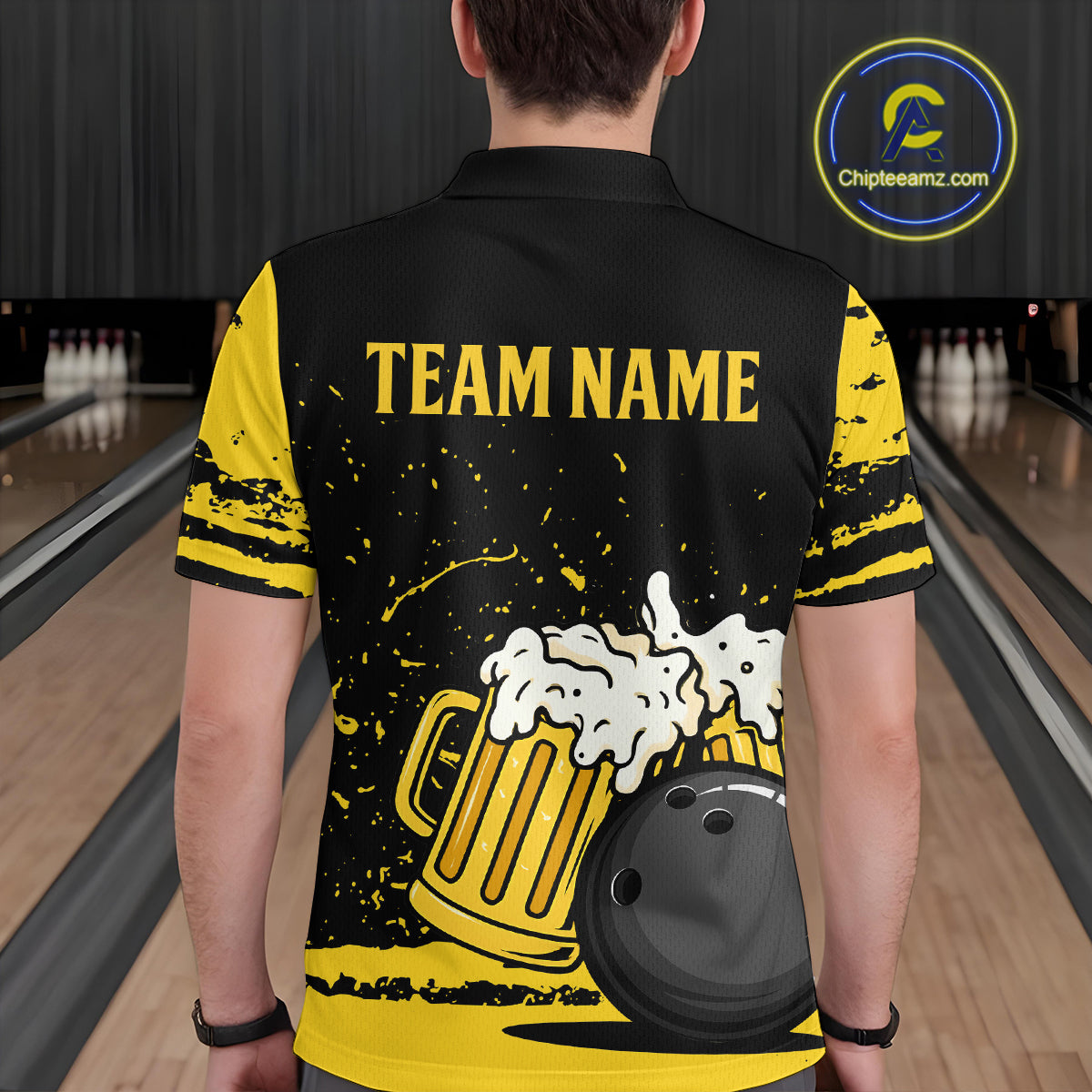Custom Funny Beer Bowling Men Shirts Bowling Uniform Polo & 1/4 Zip Bowling Team Jerseys HNT98