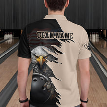 Load image into Gallery viewer, US Flag Eagle 3D Bowling Shirt for Men Custom Name Polo &amp; Quarter-zip Bowling Jersey with Team HNT05