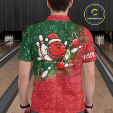 Load image into Gallery viewer, Christmas Santa Mens Bowling Polo, Quarter Zip Shirt Custom Christmas Team Bowling outfit For Men NQS10342