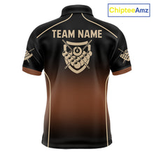 Load image into Gallery viewer, Black And Brown 8 Ball Pool Men Billiard Polo &amp; 1/4-Zip Shirt Custom Billiard Balls Jerseys NYN2442