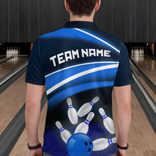 Load image into Gallery viewer, Custom Blue Bowling Jersey Bowling Team Shirts For Men Bowling League Polo &amp; 1/4 Zip HNT163
