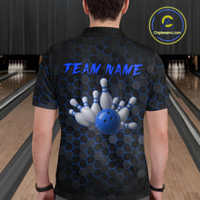 Load image into Gallery viewer, Custom Strike Blue Bowling Men Bowling Shirt Polo &amp; Quarter-Zip Bowling Team Jerseys HNT79