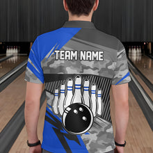 Load image into Gallery viewer, Blue Camo Bowling Shirts for Women Men Custom Team Bowling Polo &amp; 1/4 Zip Shirt MBL61