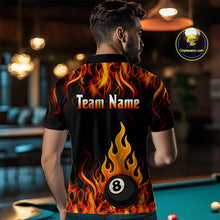 Load image into Gallery viewer, Orange 8 Ball Flame Fire Billiard Shirts For Men Custom Polo &amp; 1/4 Zip Billiard Team Jerseys TDM4012