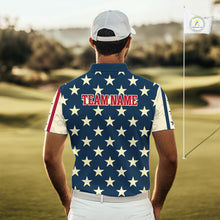 Load image into Gallery viewer, Funny Skull golfer vintage American Flag Custom patriotic golf polo shirts for men, golfing gifts NQS9964