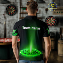 Load image into Gallery viewer, Custom Men's Darts Jersey Green Lightning Dartboard With Halftone Pattern NYN0276