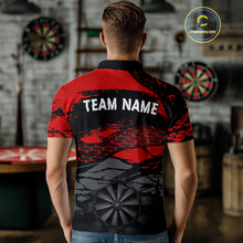 Load image into Gallery viewer, Personalized Dart Shirt For Men Red Grunge Texture &amp; Black Dartboard, Darts Jersey NYN0280