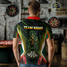 Load image into Gallery viewer, Green Skeleton With Urban Neon Men's Dart Shirt - Custom Name For Darts Jersey NYN0430
