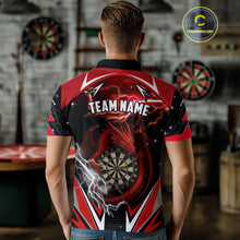 Load image into Gallery viewer, Personalized Dragon Dart Shirts For Men – Custom Thunder Red Darts Team Jerseys Polo &amp; Quarter Zip TDM4037