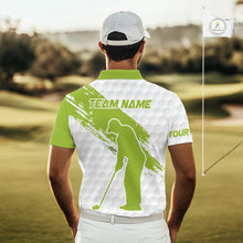 Load image into Gallery viewer, Green and White golf ball pattern Mens golf polo shirts custom team name mens golf clothes NQS9974