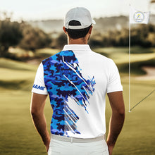 Load image into Gallery viewer, Personalized Mens golf polo shirts custom white and blue camo mens golf apparel, golfing gifts NQS10073