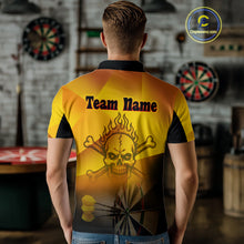 Load image into Gallery viewer, Men's Personalized Dart Shirts With Fire Skull And Yellow Darts Theme NYN0256