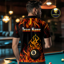 Load image into Gallery viewer, Billiard Fire 8 Ball Flame Custom Men's Billiard Shirts, Billiard Team Pool Jerseys |Orange TDM4011