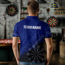 Load image into Gallery viewer, Men’s Custom Darts Team Shirt With Navy Pattern &amp; Black Dartboard, Darts Jersey NYN0319