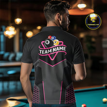 Load image into Gallery viewer, Personalized 8 Ball &amp; 9 Ball Pool Billiard Polo, 1/4 Zip For Men Custom Team Billiard Jersey|Pink TDM4048