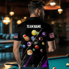 Load image into Gallery viewer, Personalized Black Purple 3D Pool Balls Billiard Shirts For Men Custom Team 8 Ball Billiard Jerseys TDM3576