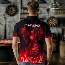 Load image into Gallery viewer, Men's Custom Darts Team Shirt With Maroon Phoenix Dartboard And Flame Pattern NYN0342