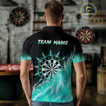 Load image into Gallery viewer, Turquoise Icy Lights Mens Darts Polo &amp; Quarter Zip Custom Dart Shirt For Team Darts Jersey Outfit TDM4150