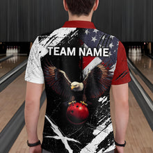 Load image into Gallery viewer, US Flag Eagle Custom Name Bowling Team Shirts For Men Bowling League Polo &amp; 1/4 Zip Shirt HNT06