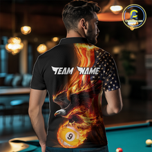 Load image into Gallery viewer, Custom 9 Ball American Flag Flaming Billiard Shirts for Men Billiard Team Shirt Billiard League NNT72