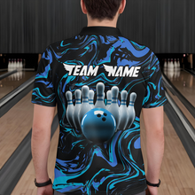 Load image into Gallery viewer, Blue Bowling Custom Men Bowling Shirt Polo &amp; Quarter-Zip Bowling Team Jerseys HNT48