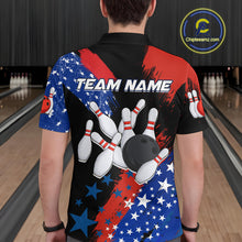 Load image into Gallery viewer, American Flag Bowling Shirt Personalized Patriotic Polo Bowling Team League Gift for Bowlers QZT691