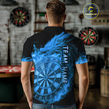 Load image into Gallery viewer, Personalized Blue Dartboard Dragon Flame Darts Shirt For Men Custom Dart Jerseys Polo &amp; 1/4 Zip TDM4070