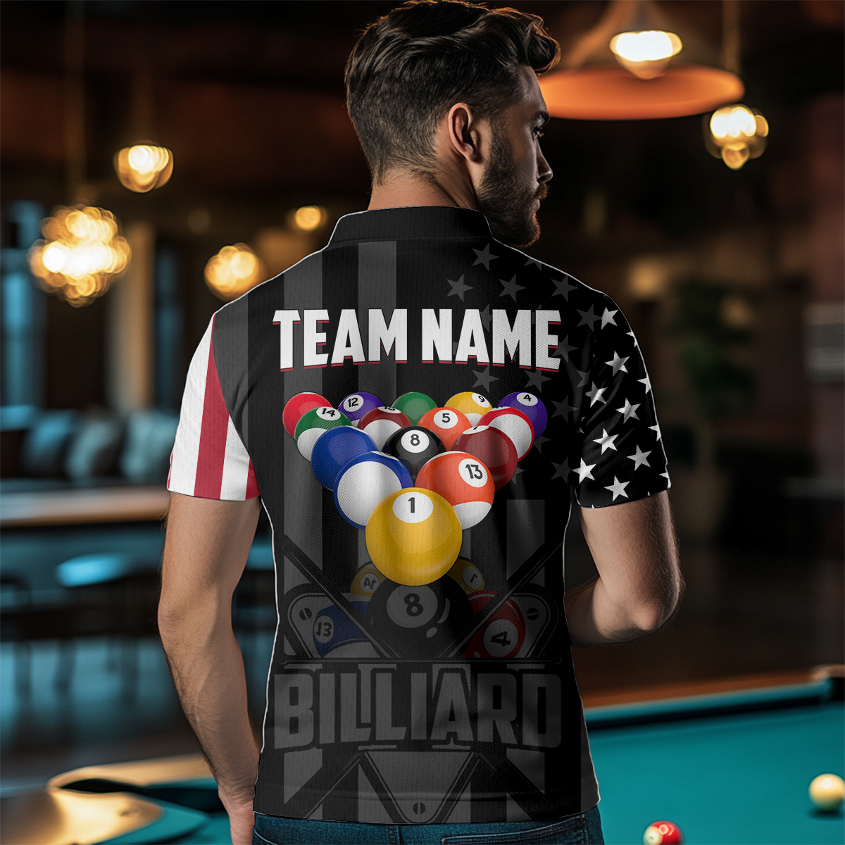 US Flag Billiard Shirt Billiard Jersey for Men Billiard Gifts for Men Team Polo & 1/4 Zip NNT21