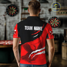 Load image into Gallery viewer, Custom Dart Team Shirt For Men With Crimson Phoenix On Black Linear Pattern NYN0277
