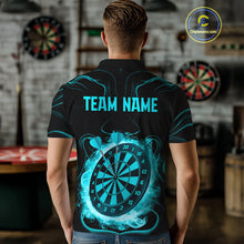 Load image into Gallery viewer, Lightning Smoke Turquoise Dartboard Men's Darts Shirt - Custom Name For Players NYN0470