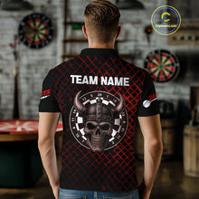 Load image into Gallery viewer, Red Splatter Skull Personalized Viking Men's Dart Shirt - Custom Name For Players NYN0436